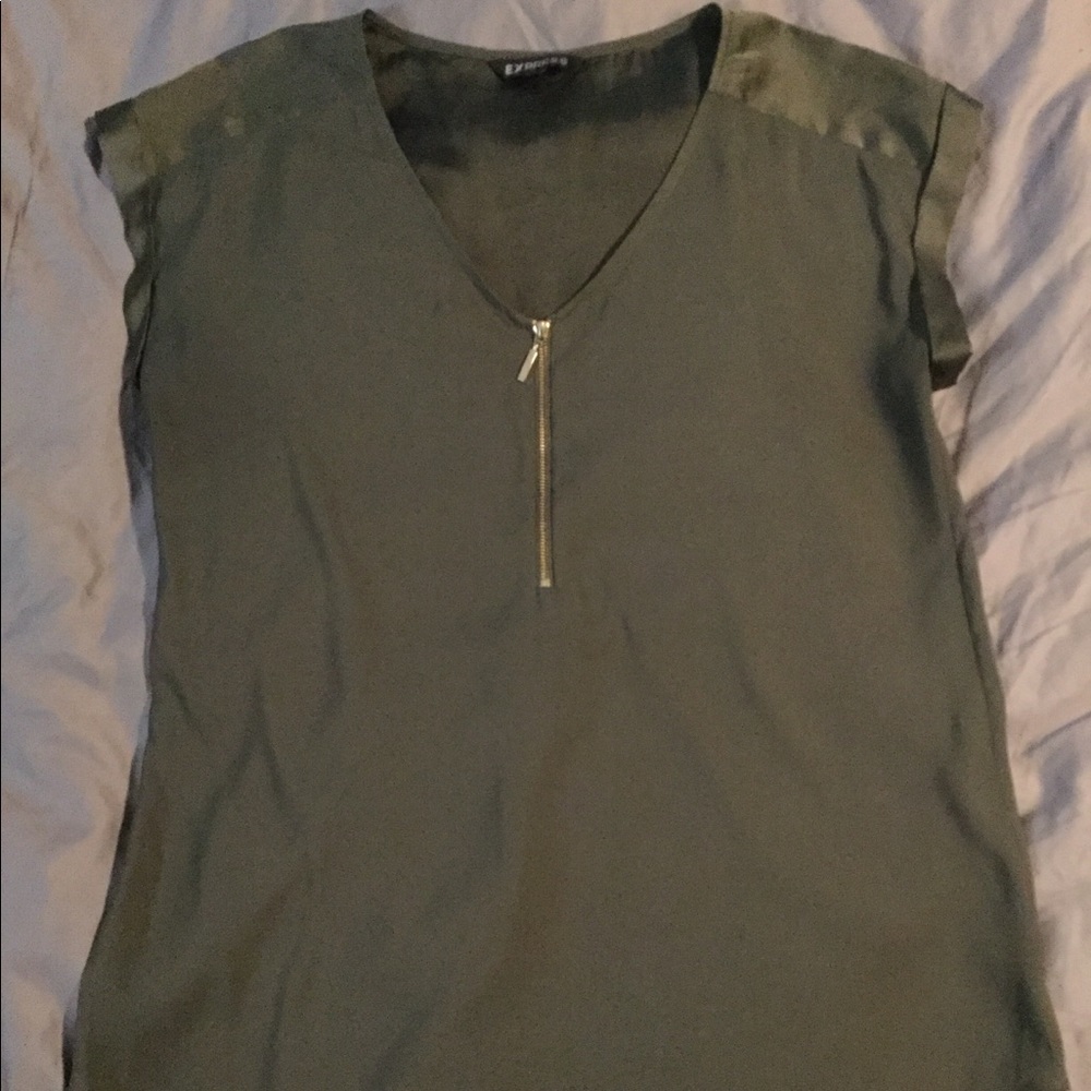 Express - Silky Zip Front Gramercy Tee
